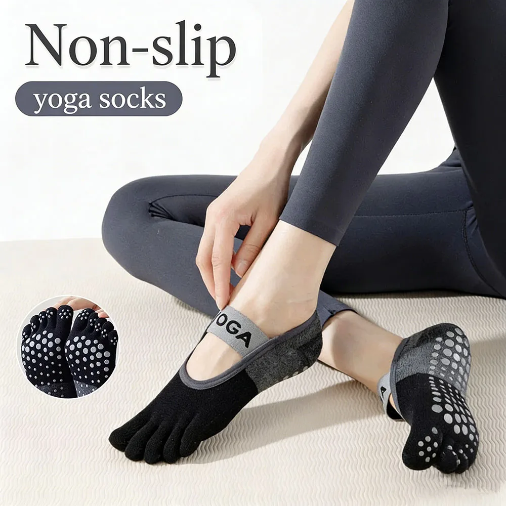 Pilates Yoga Youtube - 1 Paar Damen-Fünf-Finger-Socken, professionelle Anti-Rutsch-Yoga-Socken, Pilates-Tanz-Fitness-Socken