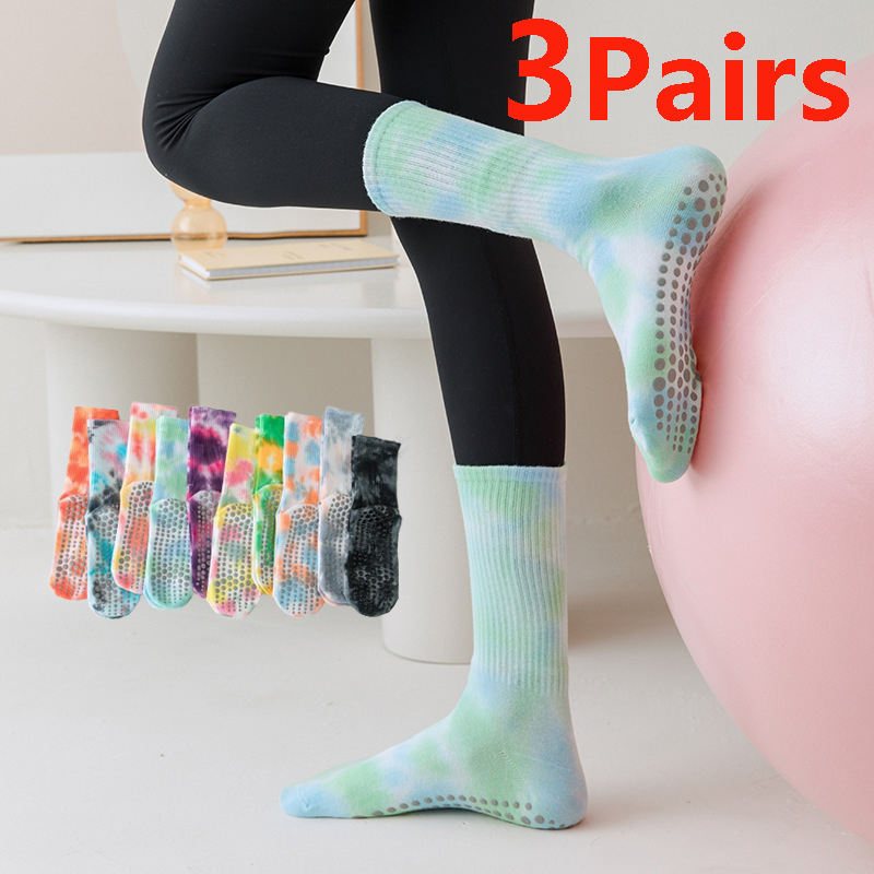 Pilates Yoga Youtube - 3 Paar Farbverlauf-Yoga-Socken für Damen, Baumwolle,