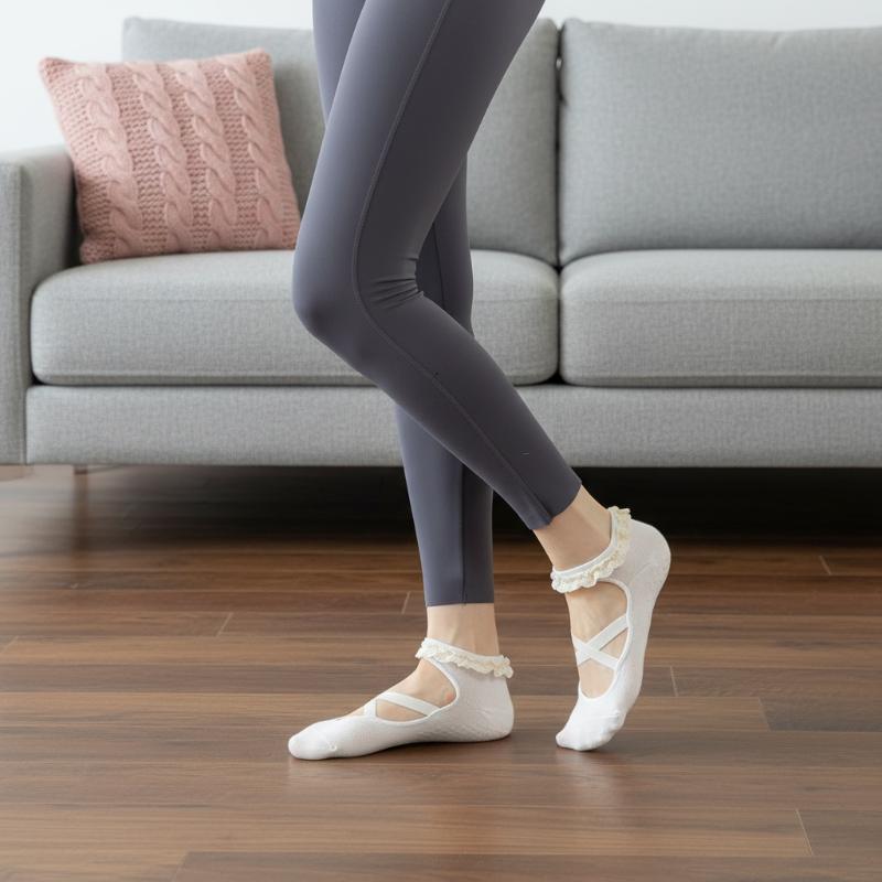 Pilates & Yoga Reversible Mockneck Sweatshirt - 1 Paar Niedliche Spitzen-Pilates-Socken für Damen,